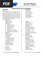 General Intelligence & Reasoning - Syllogism: Syllogism Questions, Answers & Explanation Exercise