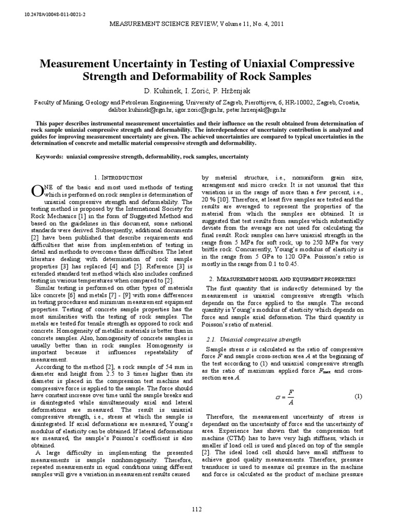 Uncertainty PDF Young's Modulus Strength Of Materials