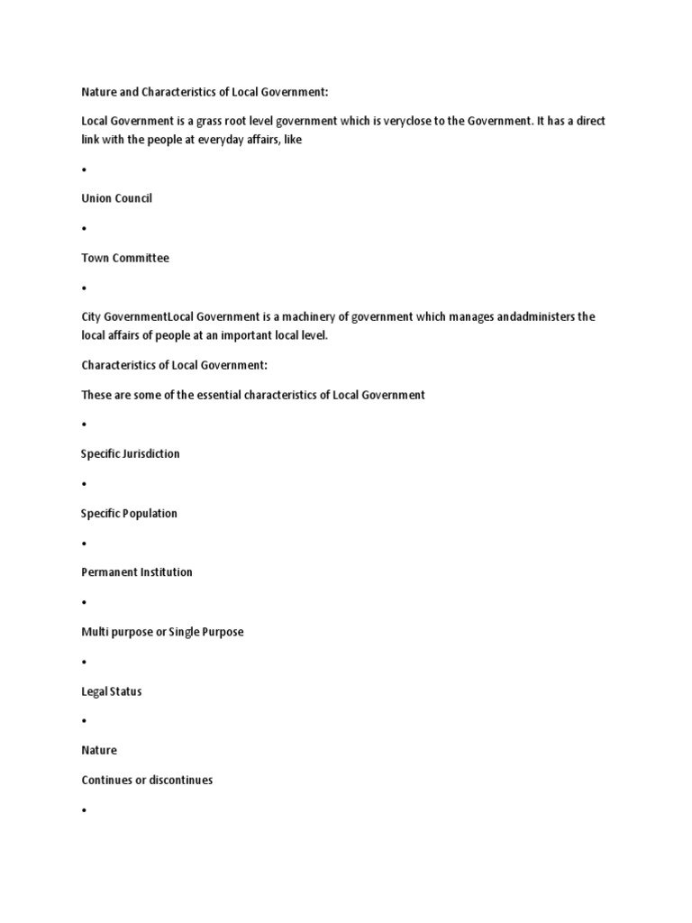 Characteristics of Local Government | PDF | Local Government | Government