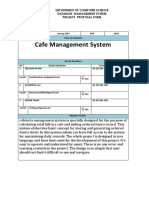 Cafe Management System: Department of Computer Science Database Management System Project Proposal Form