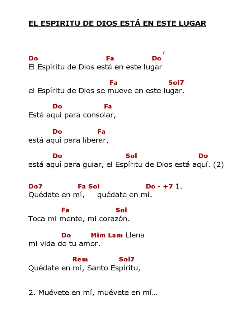 El Espíritu de Dios en este Lugar | PDF | Artes del Lenguaje y ...