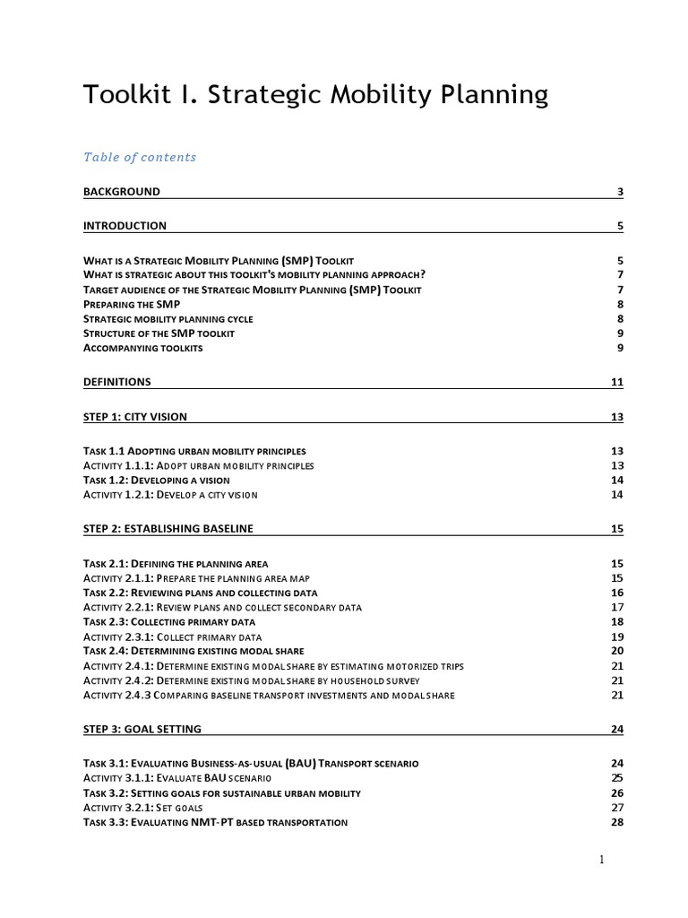 Strategic Mobility Planning Toolkit | PDF | Public Transport | City