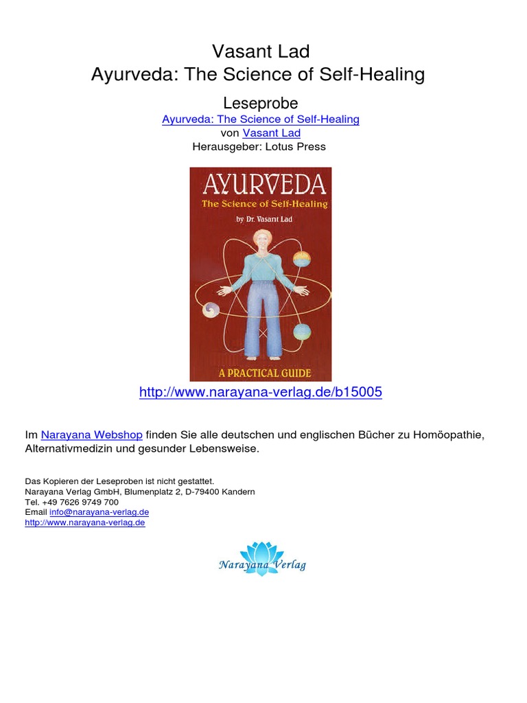 Ayurveda Book, Vasant Lad Pulse Medicine Free 30day Trial Scribd