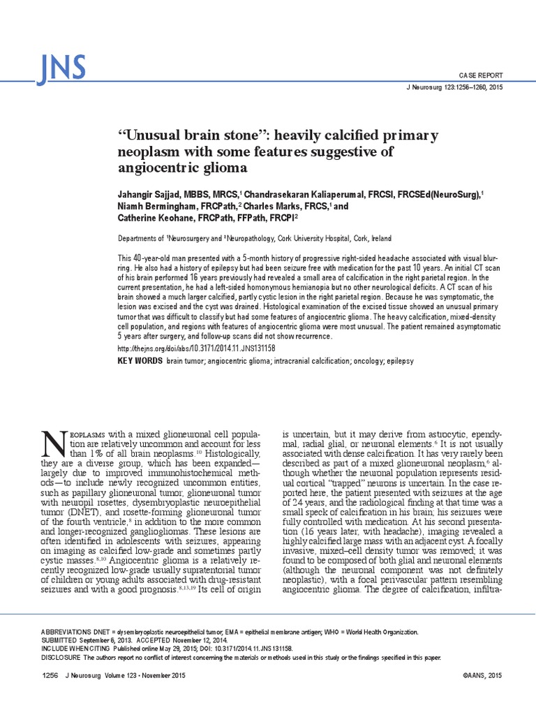 Unusual Brain Stone | PDF | Brain Tumor | Glioma