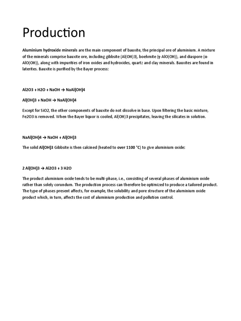 Production Aluminium Hydroxide Minerals Are The Main Component of