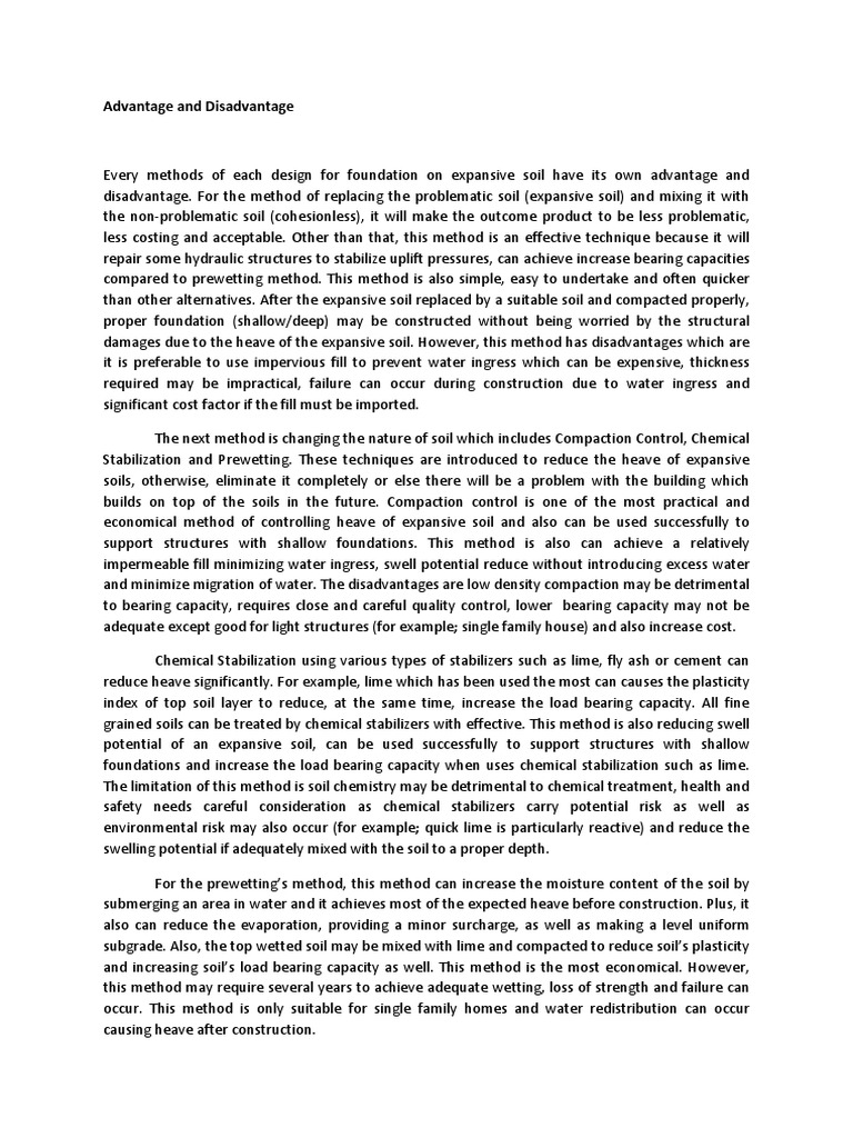 Advantage and Disadvantage PDF Soil Natural Materials