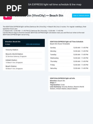 Sentosa Stn Vivocity Beach Stn Sentosa Express Light Rail Time Schedule Line Map Rail Transport Public Transport