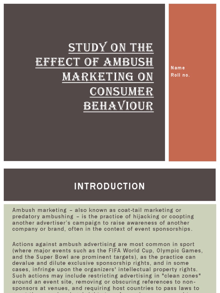 Study On The Effect of Ambush Marketing On Consumer Behaviour | PDF ...