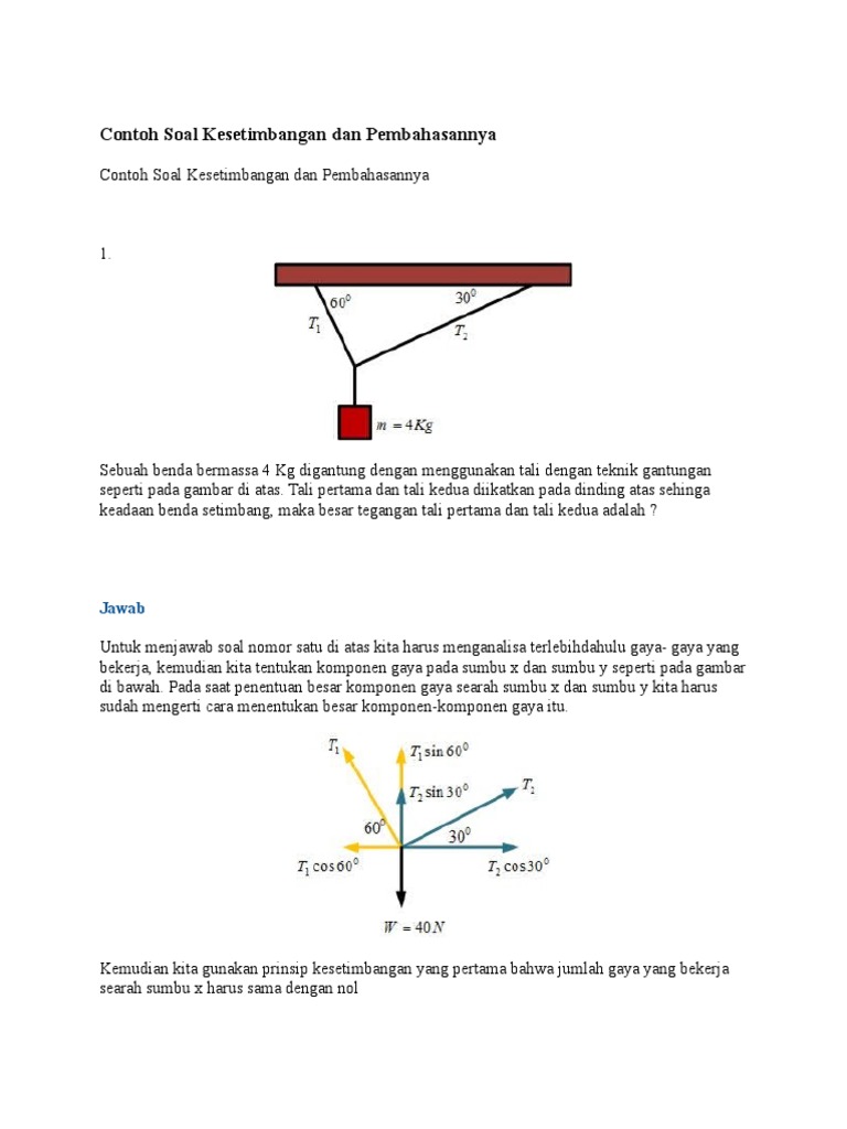 Contoh Soal Kesetimbangan Dan Pembahasannya Docx