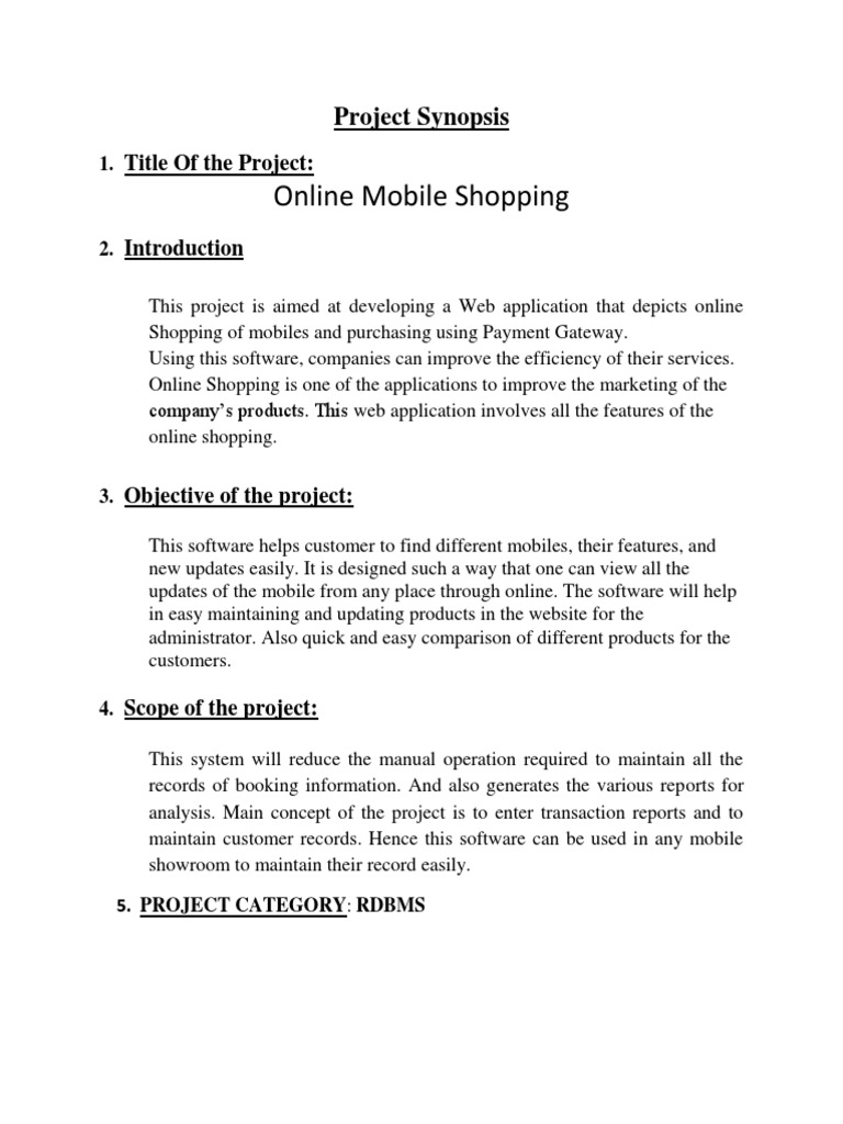 Project Synopsis 1. Title of The Project | PDF | Conceptual Model ...