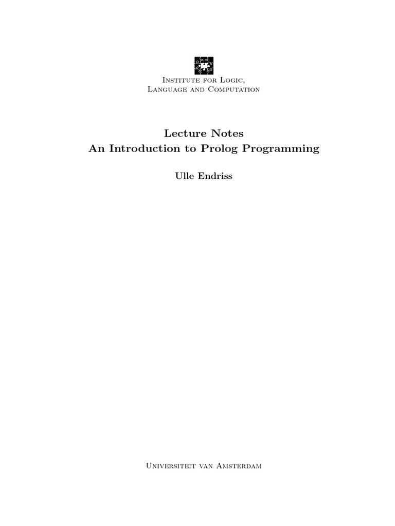 Lecture Notes An Introduction To Prolog Programming: Ulle Endriss | PDF ...