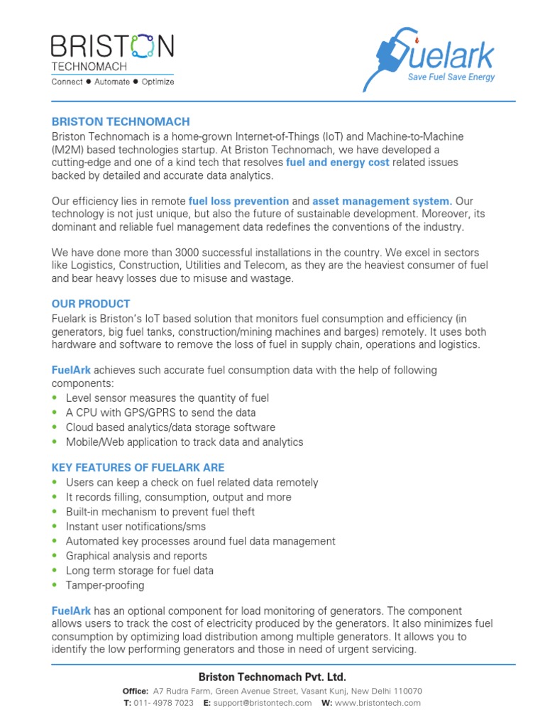IoT Fuel Management Solutions by Briston | PDF | Internet Of Things ...