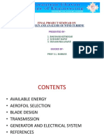 Design and Analysis of Wind Turbine: Final Project Seminar On