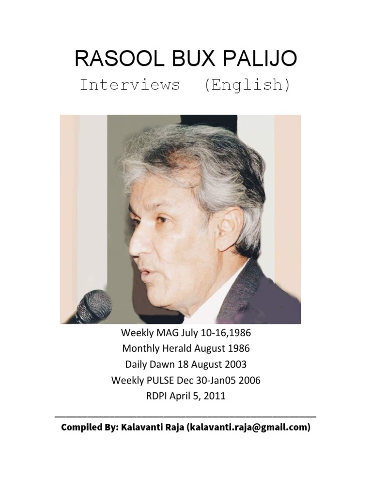 Rasool Bux Palijo Interviews (English) | PDF | Pakistan Peoples Party ...