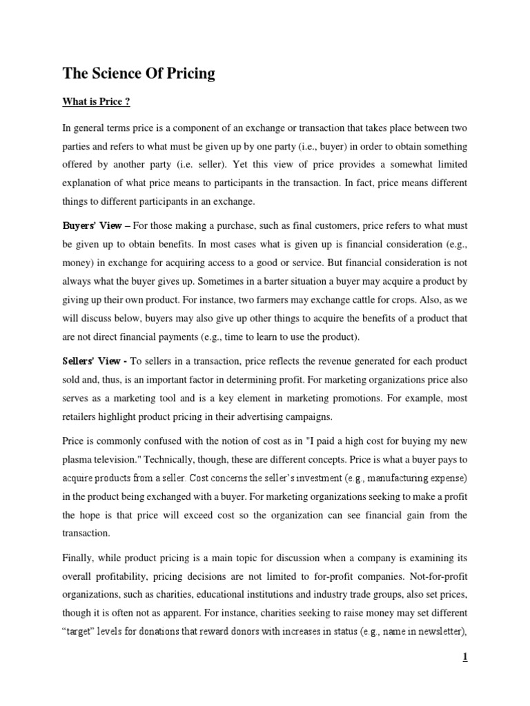 Price and Methods of Pricing | PDF | Price Elasticity Of Demand | List ...