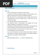 Chapter: 9.4 HTML Text Topic: 9.4.1 HTML Text: E-Content of Internet Technology and Web Design