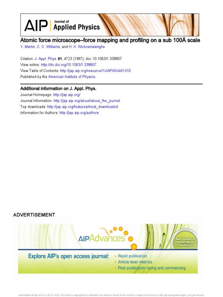 1987-Atomic Force Microscope-Force PDF | PDF | Atomic Force Microscopy ...