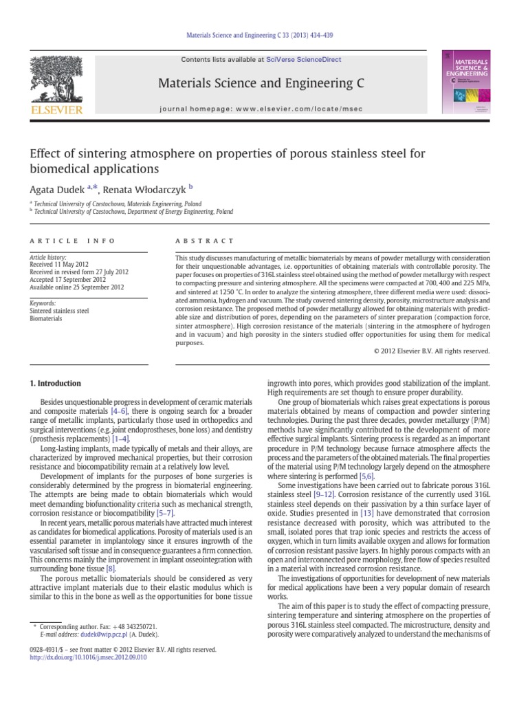 Effect of Sintering Atmosphere On Properties of Porous Stainless Steel ...