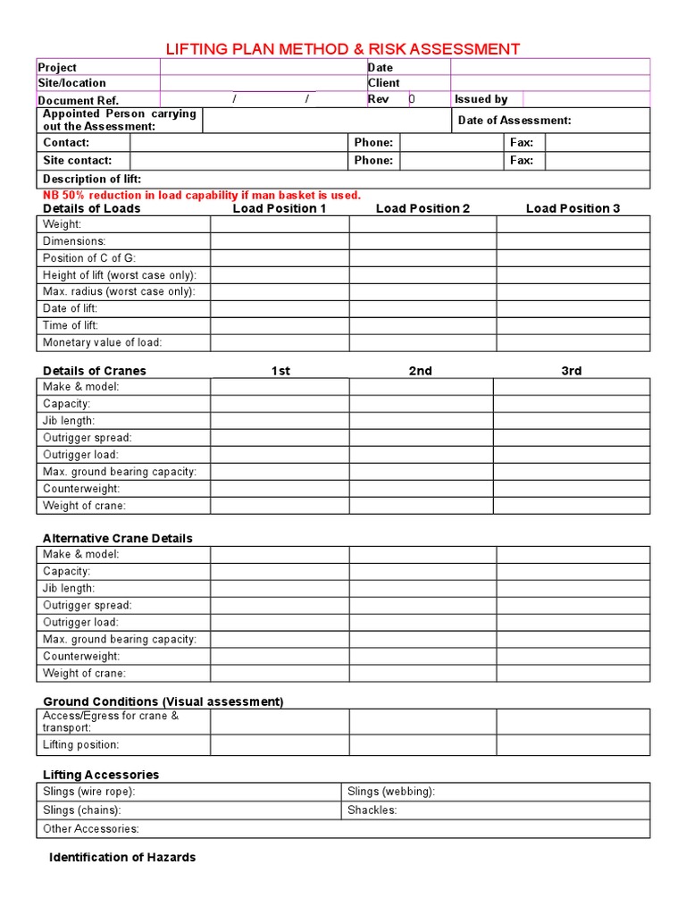 Crane Lifting Method Statement & Risk Assessment | PDF | Crane (Machine ...