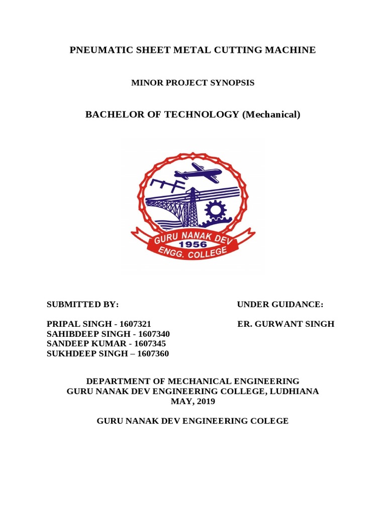 Pneumatic Sheet Metal Cutting Machine Final (PDF Io) PDF Sheet
