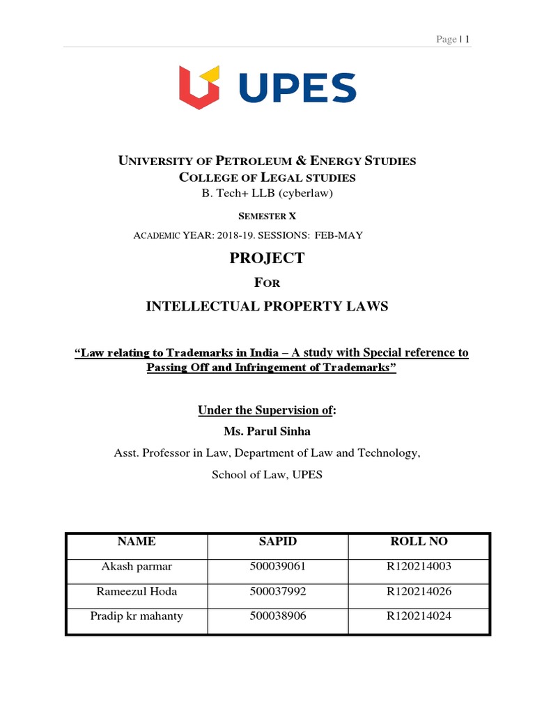 Trademark Project PDF Trips Agreement Trademark