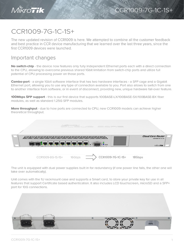 CCR1009 Router: Enhanced Features & Specs | PDF | Usb | Secure Digital
