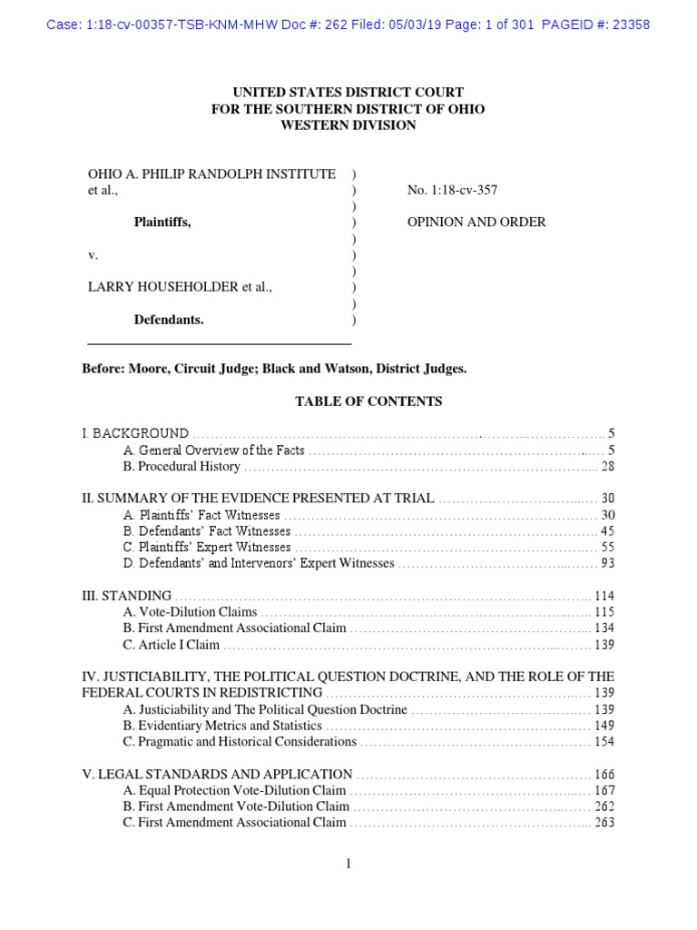 Sixth District Court Ohio Redistricting Decision Gerrymandering