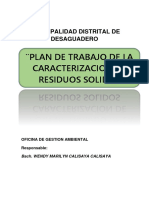 Plan de trabajo de caracterización de residuos sólidos municipales en Desaguadero