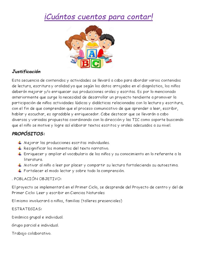 Mejora de Escritura y Lectura Infantil | PDF | Cuentos | Cognición