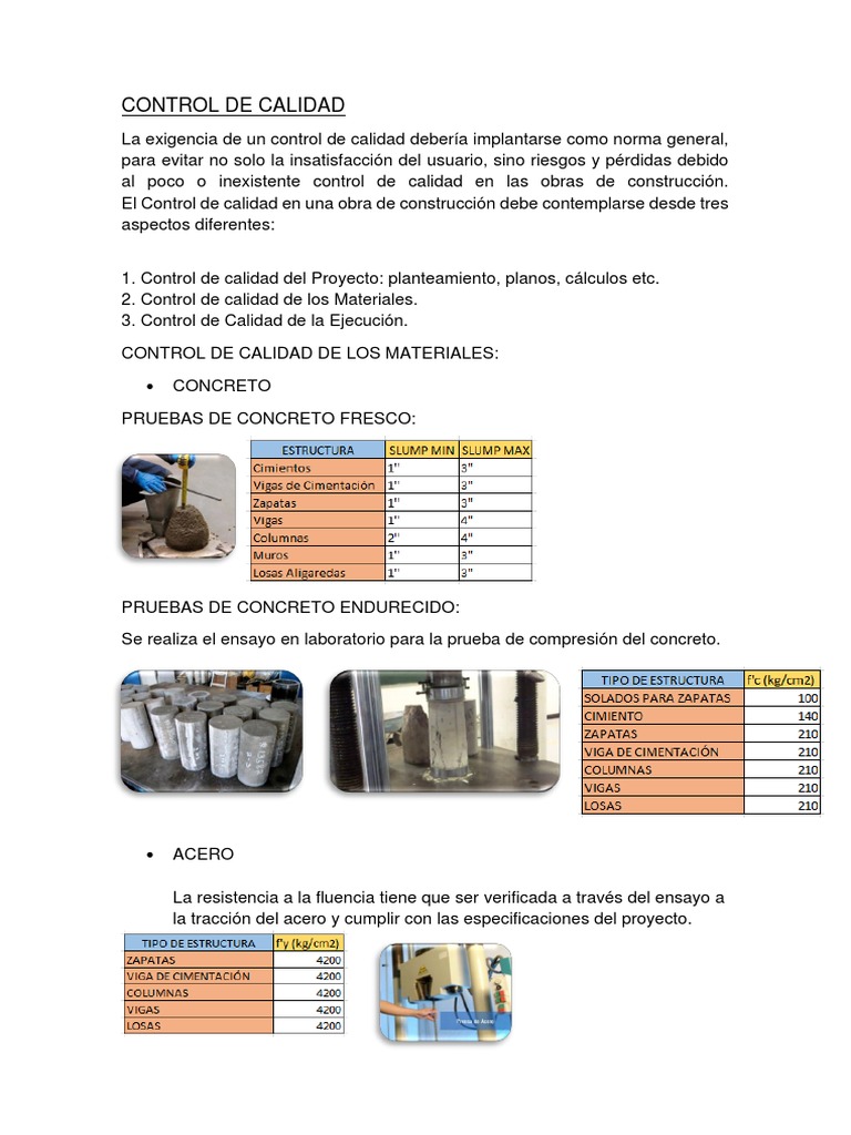 Control de Calidad en Construcción | PDF | Fundación (Ingeniería ...
