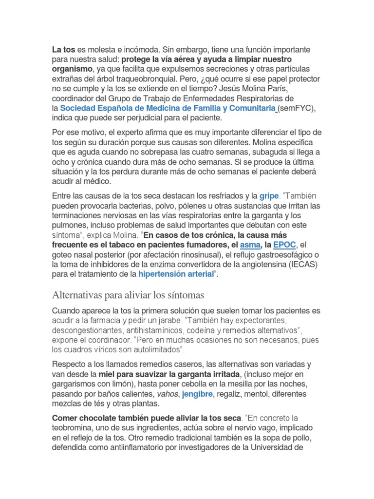 La Tos | PDF | Tos | Medicina