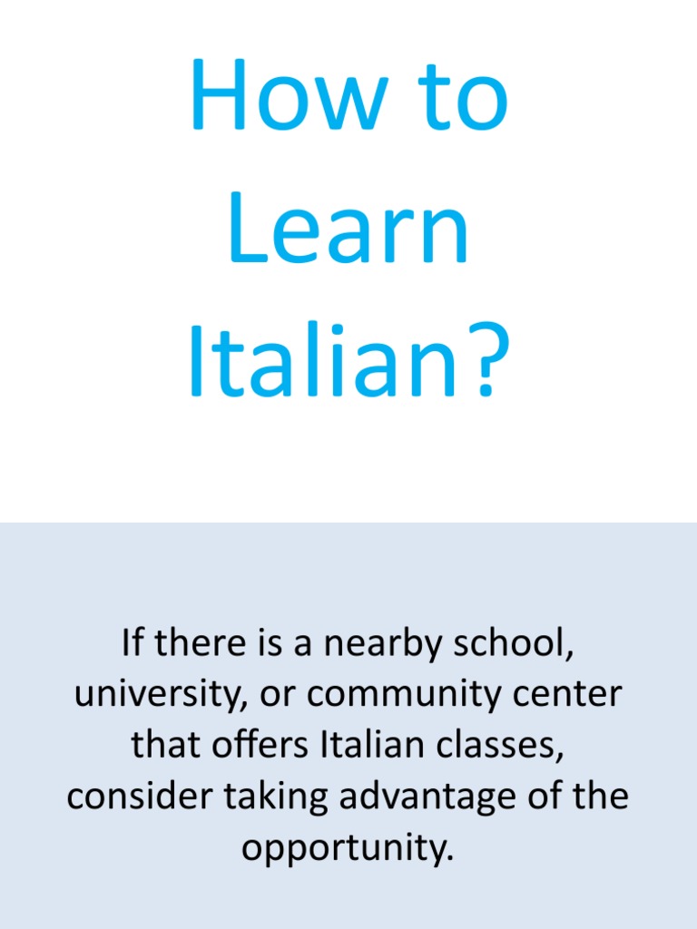 Beginner's Guide to Learning Italian | PDF