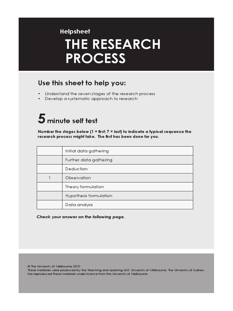 Help Sheet-The Research Process | PDF | Data Analysis | Data