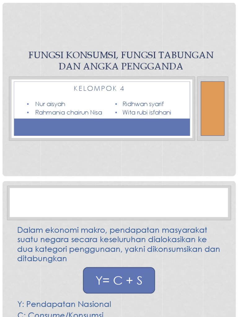 Fungsi Konsumsi Fungsi Tabungan Dan Angka Pengganda