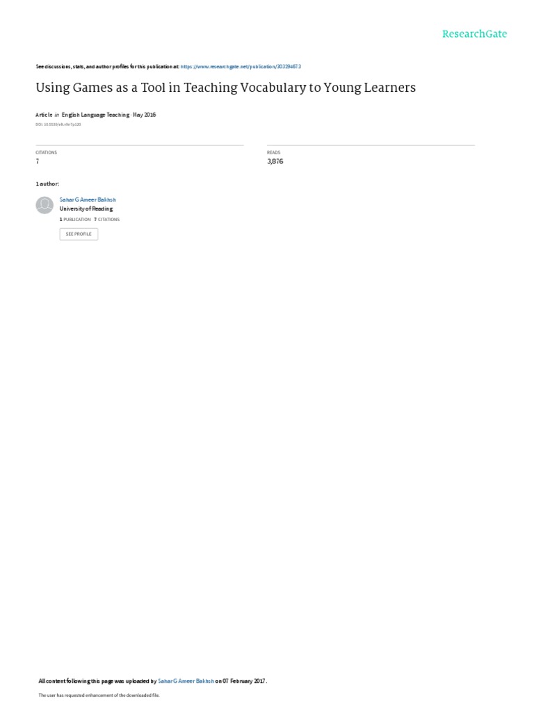 Using games as a tool in teaching vocabulary to yo pdf vocabulary 