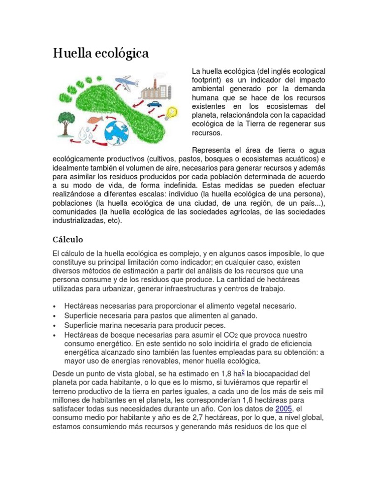 Huella Ecológica | PDF | Entorno natural | Ciencias sociales ambientales