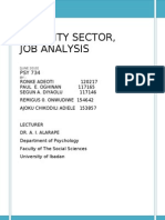 Security Sector, Job Analysis: (JUNE 2010) BY