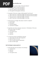 Phases of The Moon Pre/Post-test