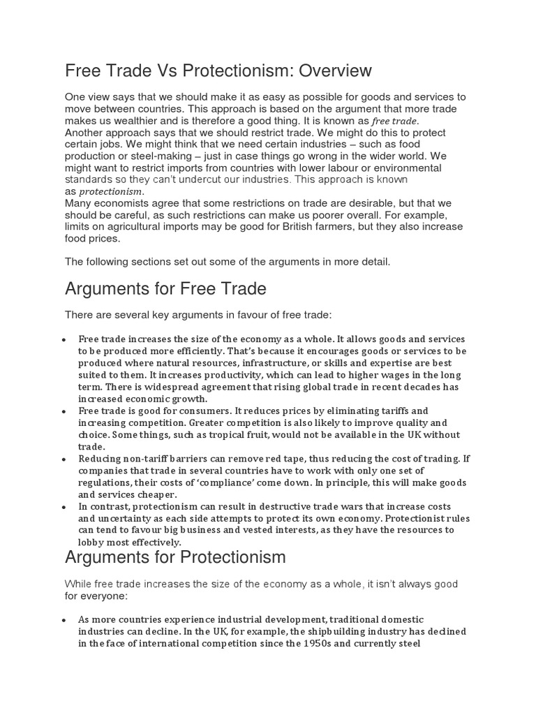 Free Trade vs Protectionism Debate | PDF | Free Trade | Protectionism