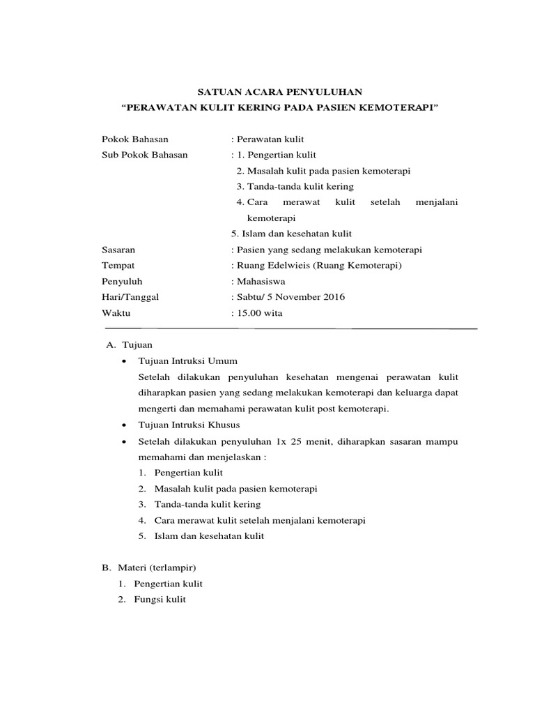 SKIN CARE EDUCATION FOR CHEMOTHERAPY PATIENTS PDF