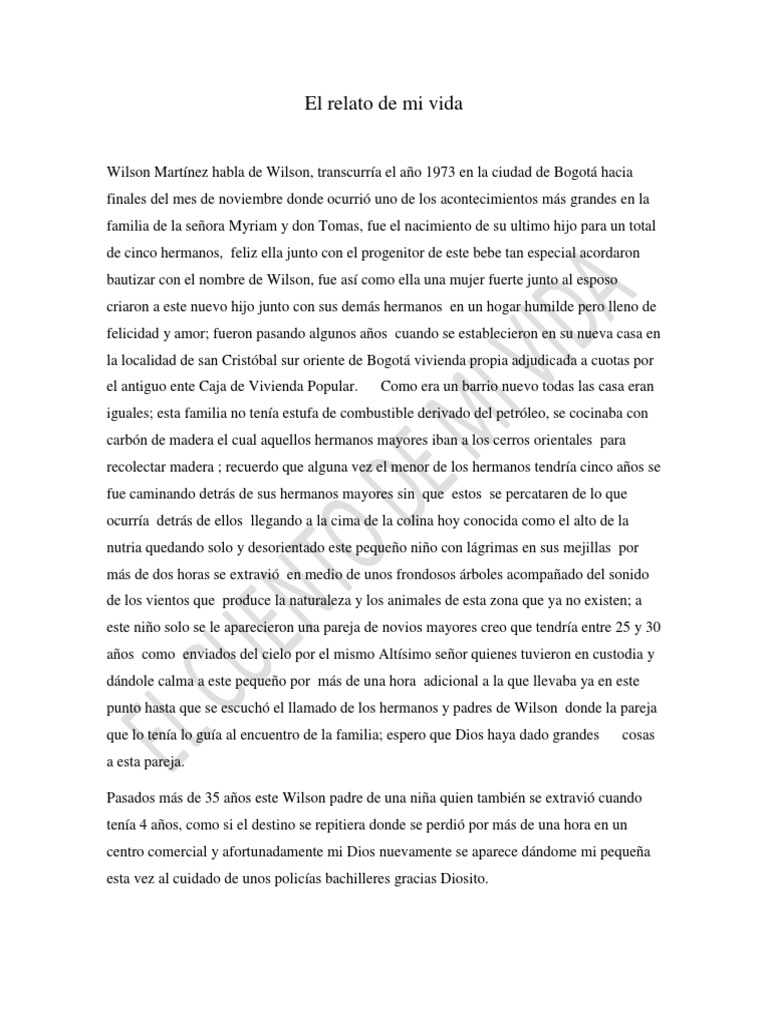 El Relato de Mi Vida