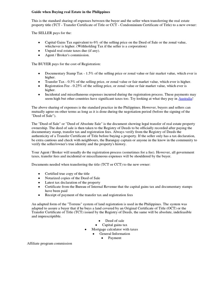 Guide When Buying Real Estate in The Philippines | PDF | Real Estate ...