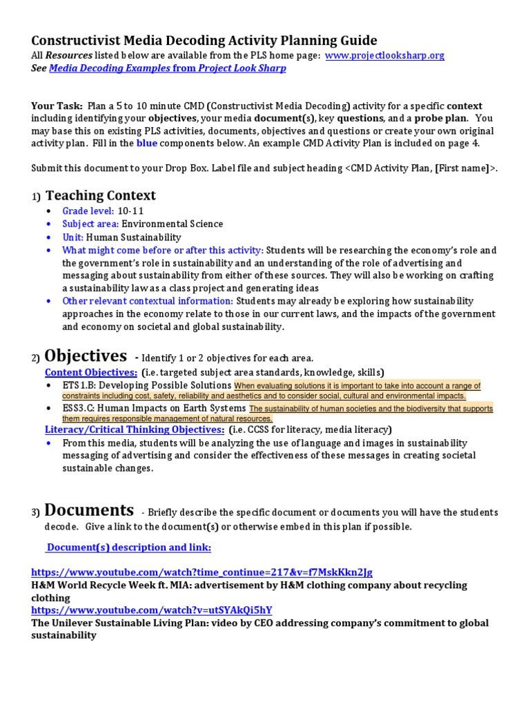Constructivist Media Decoding Guide | PDF | Sustainability | Advertising