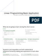 Linear Programming Inhouse Training