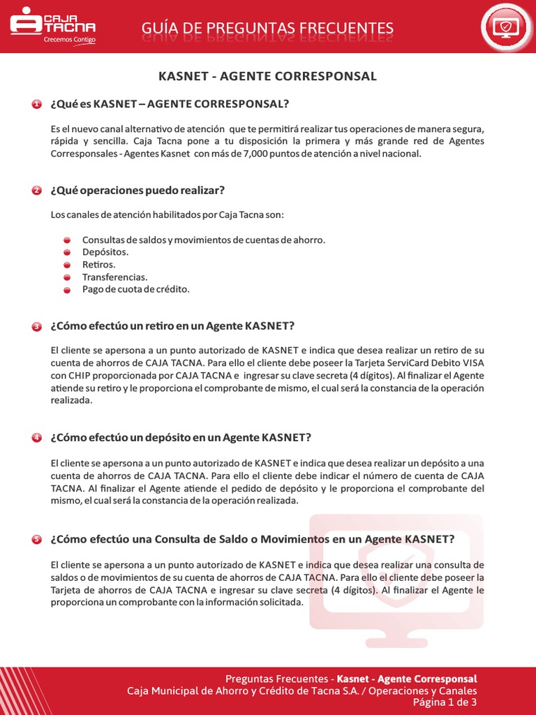 Pf Agentes Kasnet Pdf Tarjeta De Débito Bancario