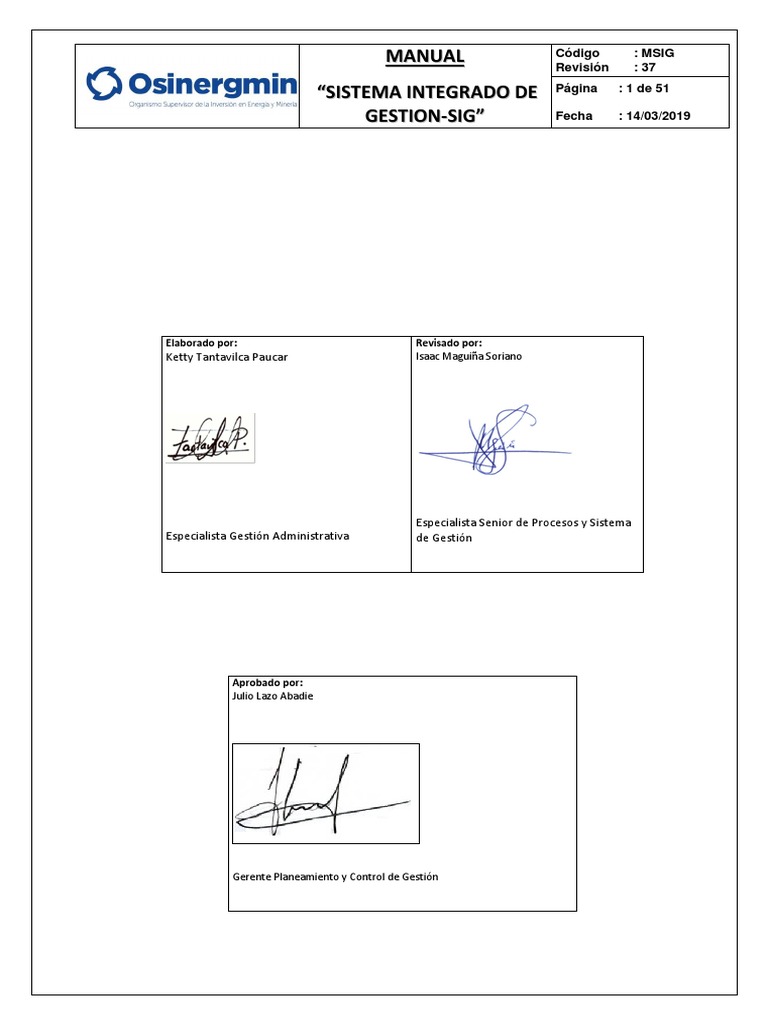 Manual del Sistema Integrado de Gestión | PDF | Sistema de información ...