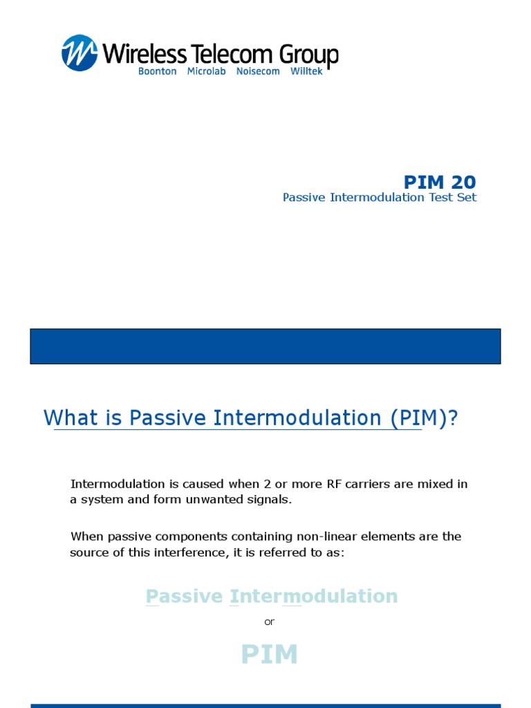 PIM 20: Passive Intermodulation Tester | PDF | Telecommunications ...