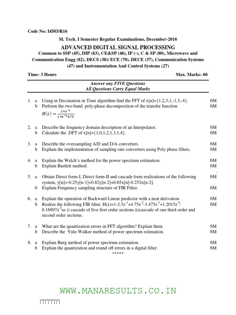 Advanced Digital Signal Processing Exam | PDF | Sampling (Signal ...