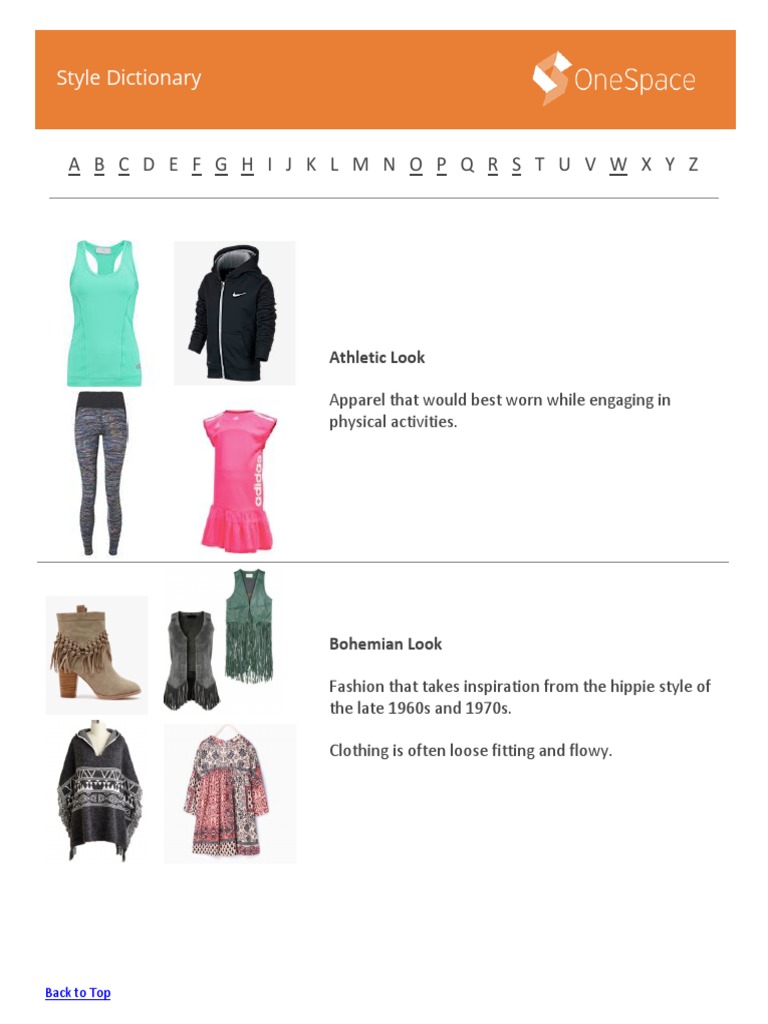 Image Tagging Style Dictionary | PDF | Consumer Goods | Clothing