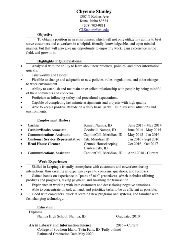 Resume 5-3-2019 | PDF | Idaho | Behavior Modification
